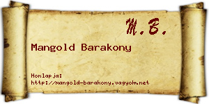 Mangold Barakony névjegykártya